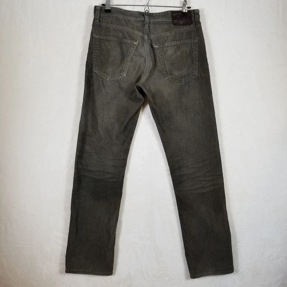 AG Adriano Goldschmied The Graduate Corduroy Pants 29 Olive Grey 1174FVC-HIW-BUN